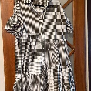 Bohemian Traders Black and White Striped Women's Dress